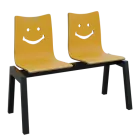 SMILE 2, dřevěná lavice do čekárny, 2-sedák, žlutá, kostra černá